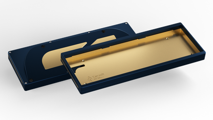 render of a Keycult No. 1 / 60 with a navy case and brass mid