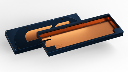 render of a Keycult No. 1 / 60 with a navy case and copper mid