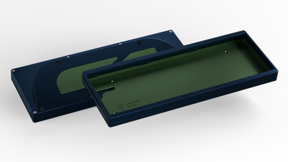 render of a Keycult No. 1 / 60 with a navy case and alu camo green mid