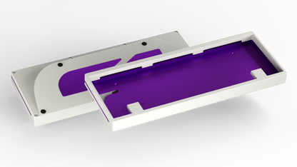 render of a Keycult No. 1 / 60 with a white case and alu purple mid
