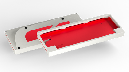 render of a Keycult No. 1 / 60 with a white case and alu red mid