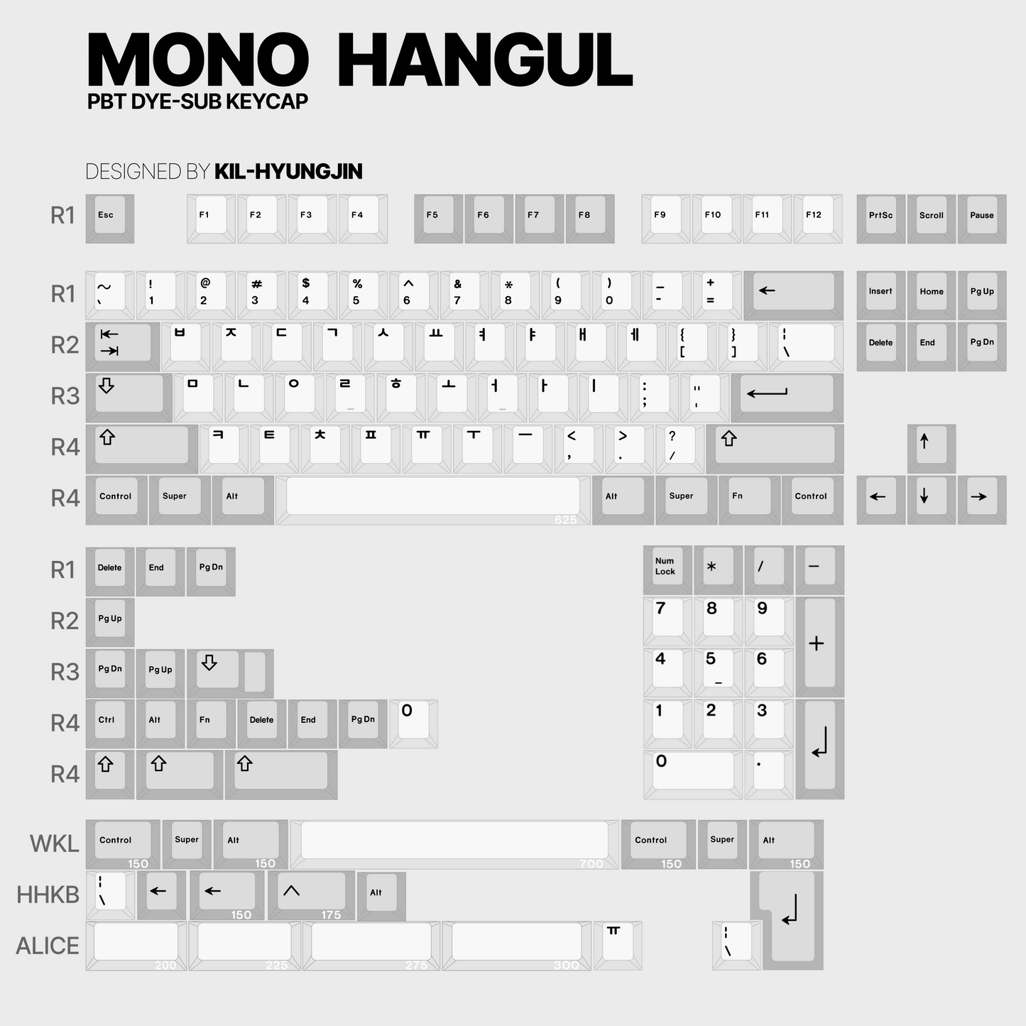 Mono Hangul PBT Dye-sub Keycap