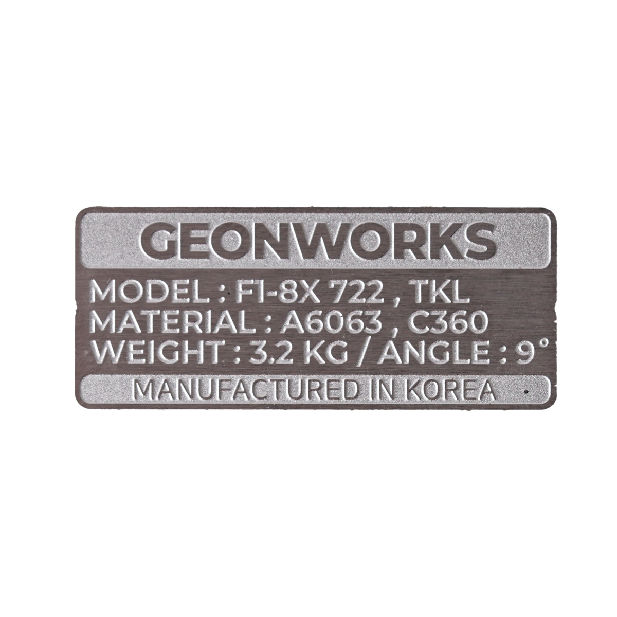 Metal Tag for F1-8X 722 – GEONWORKS